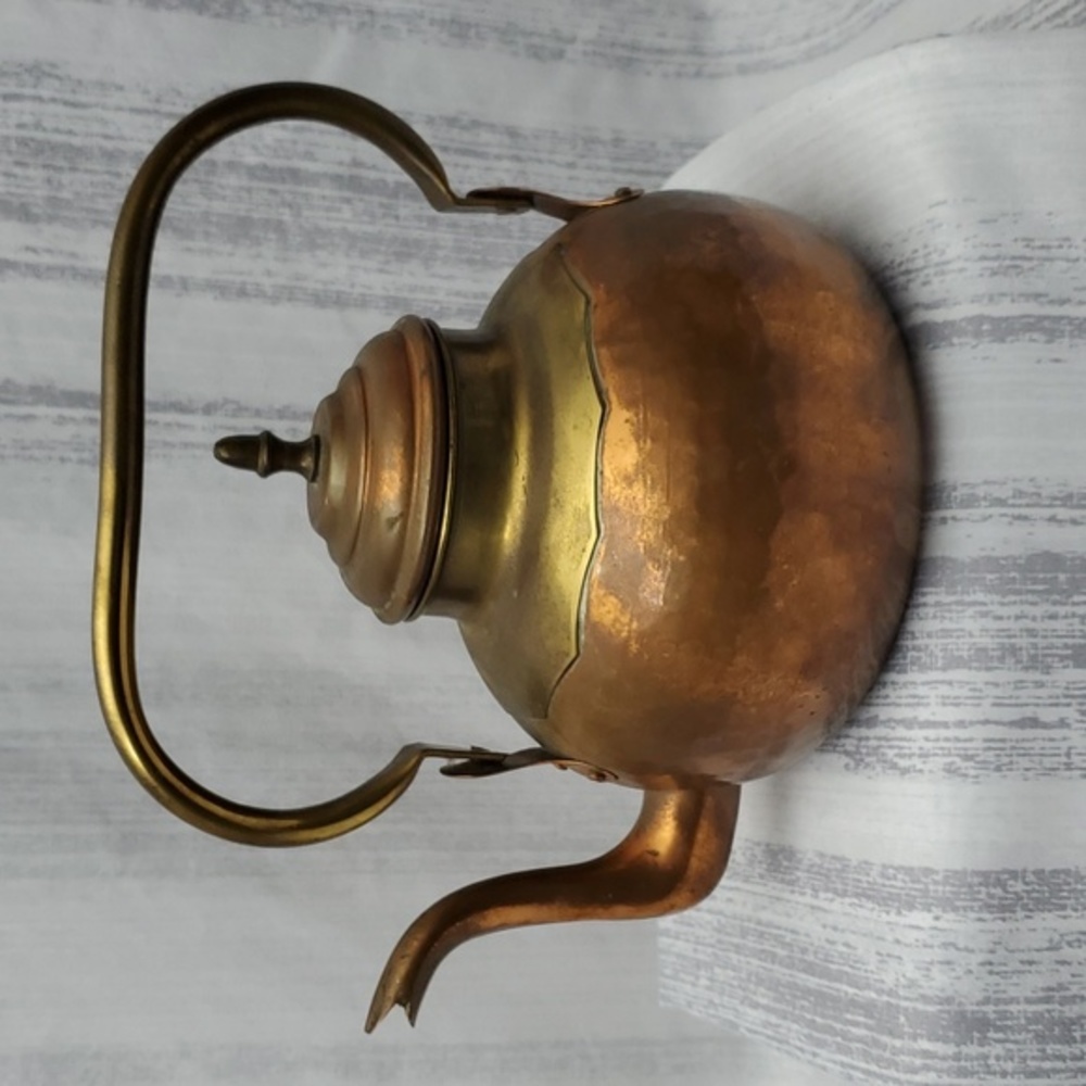 Vintage Andries Made in Belgium Round Copper Brass  Tea Kettle Pot